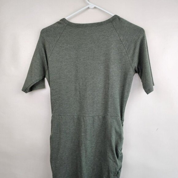 Athleta Jasper Green Ruched Tulip Hem Seeker T-Shirt Dress Size Small - Picture 9 of 11